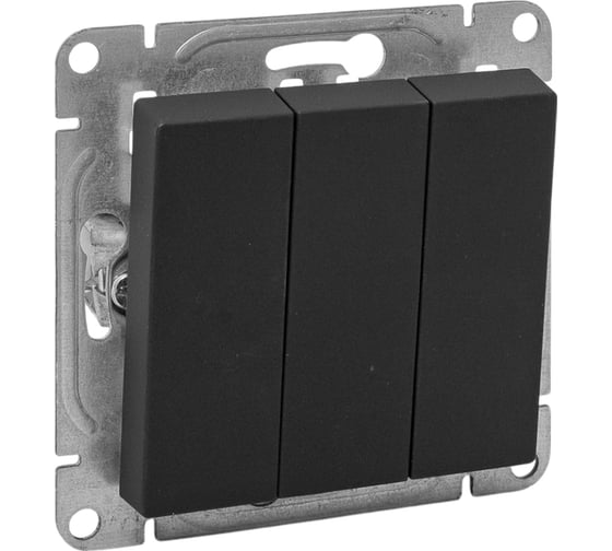 Изображение товара Механизм выключателя EKF, трёхклавишный, чёрный Эпика UP1-SWB-31