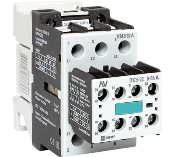 Изображение товара Комплект КМЭ EKF 32А 400В АС с дополнительными контактами 2НО+2НЗ AVERES ctr-s-32-00-400-av-22