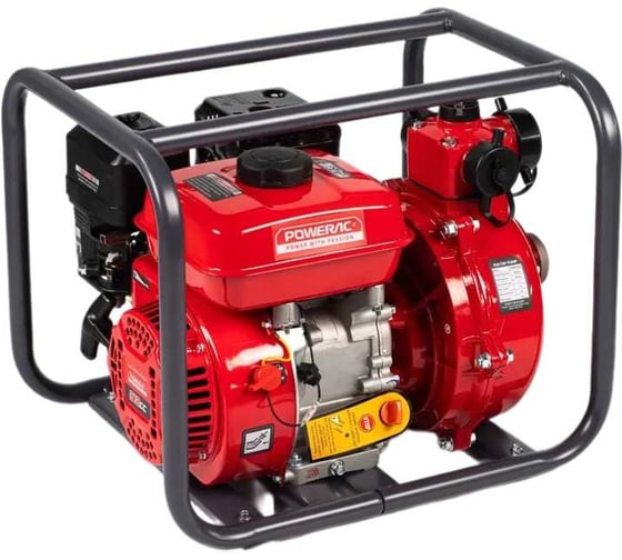 Изображение товара Мотопомпа бензиновая, поверхностный насос Powerac 50/50-40-40 мм, 7 л.с, 300 л/мин, PRWP20H2