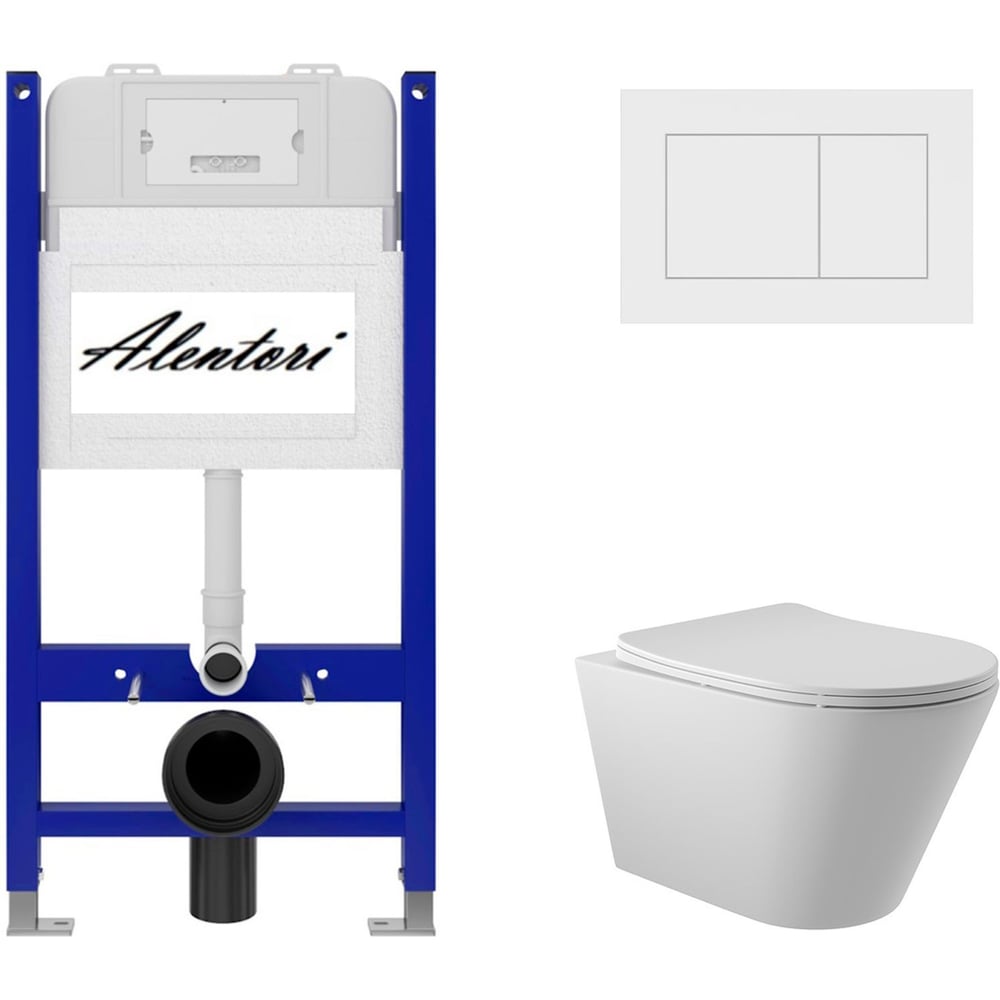 Изображение товара Комплект унитаз с инсталляцией ALentori SISTEMA 50 AL.SIS33T с клавишей смыва белый матовый