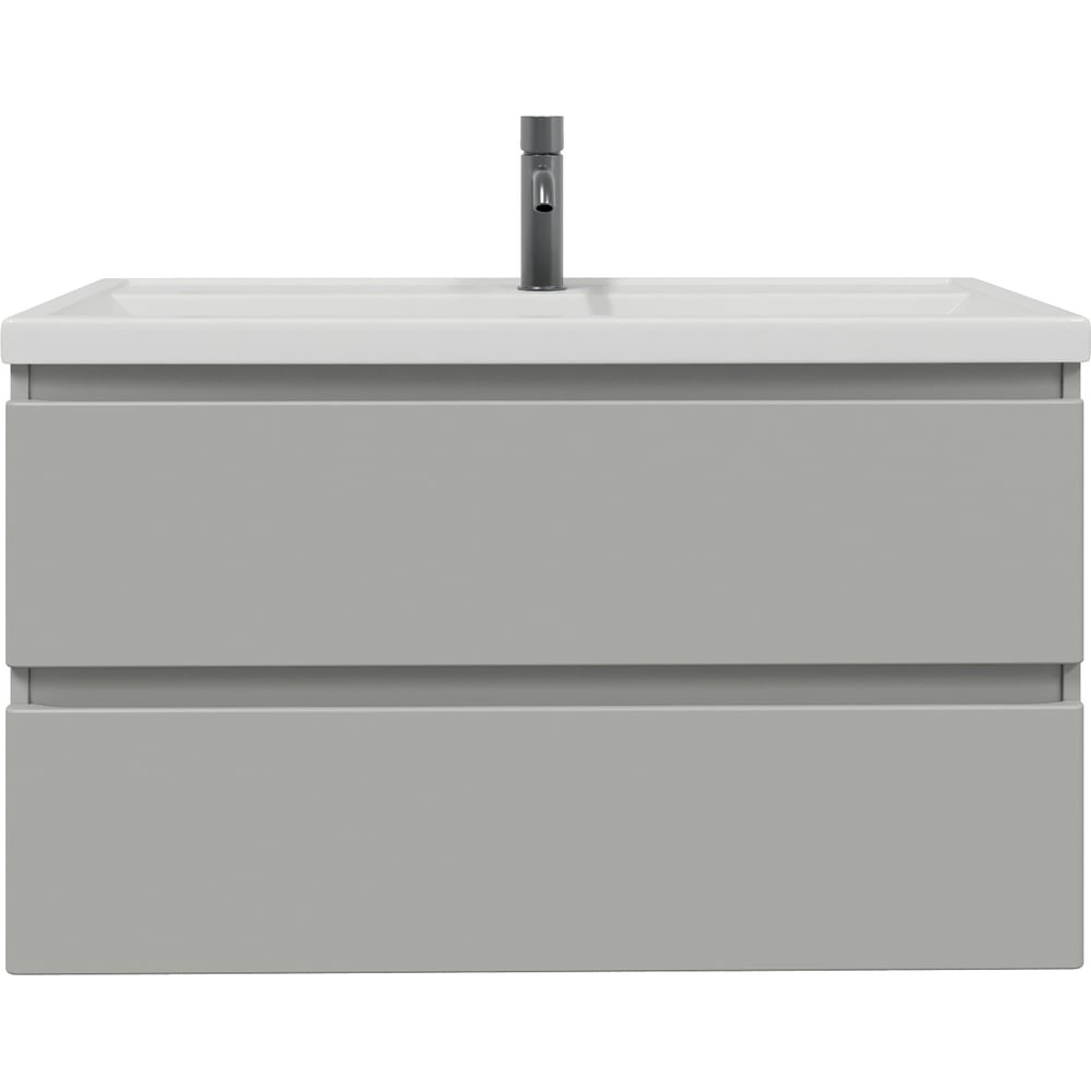 Изображение товара Тумба с раковиной RUVANN STELLO 100 + Фостер 100 современная подвесная светло-серая