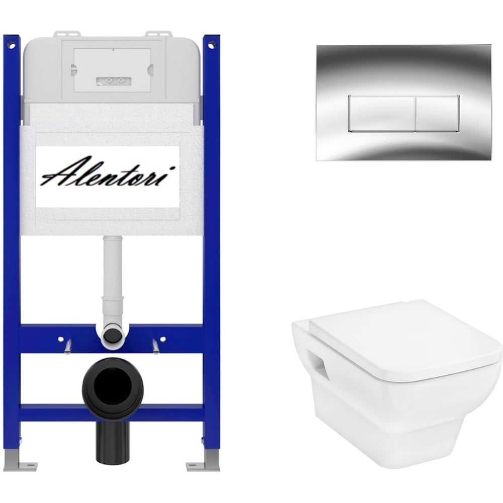 Изображение товара Комплект унитаз и инсталляция Alentori SISTEMA 50 AL.SIS33T с клавишей хром