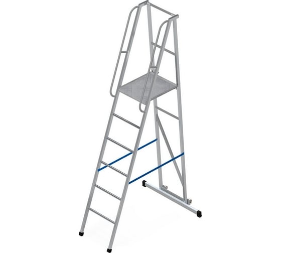 Изображение товара Лестница-платформа MEGAL фиксированной высоты - ЛПФВА Н=1.8-5 передвижная с траверсой 040804