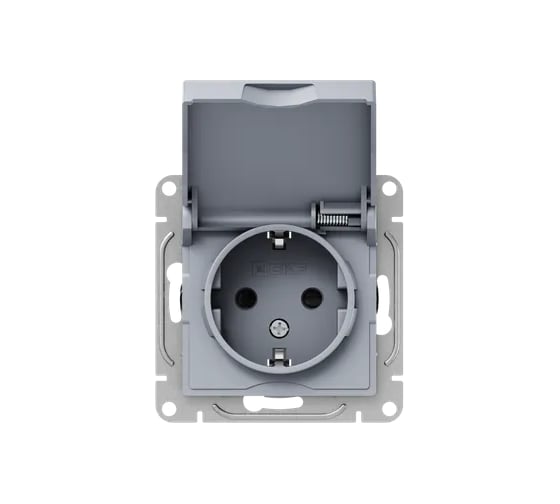 Изображение товара Механизм розетки EKF 16А, IP44, с заземлением, со шторками, c крышкой, алюминий Эпика UP1-SOA-111-44