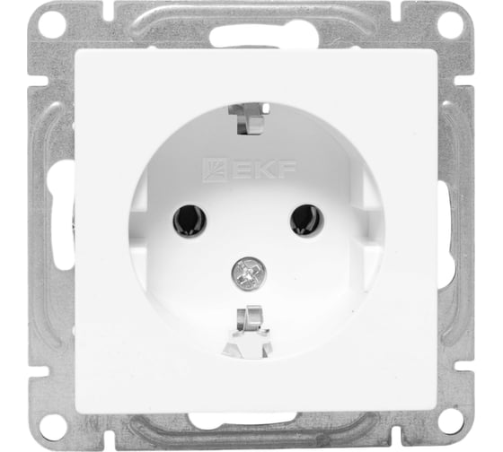 Изображение товара Механизм розетки EKF 16А, с заземлением, без шторок, белый Эпика UP1-SOW-110