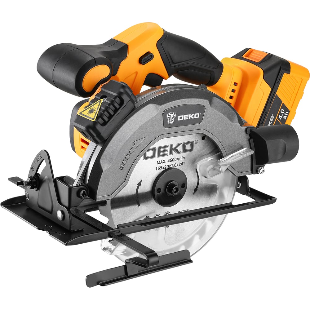 Изображение товара Дисковая (циркулярная) пила аккумуляторная DEKO DKCS20DA, 20В, 165мм, 1x4.0Ач 085-1155