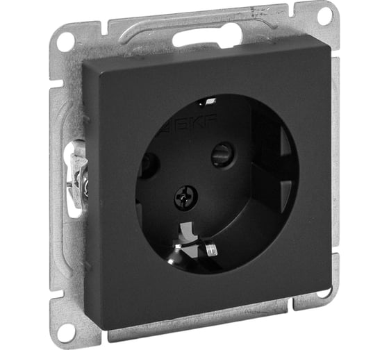 Изображение товара Механизм розетки EKF 16А, с заземлением, со шторками, чёрный Эпика UP1-SOB-111