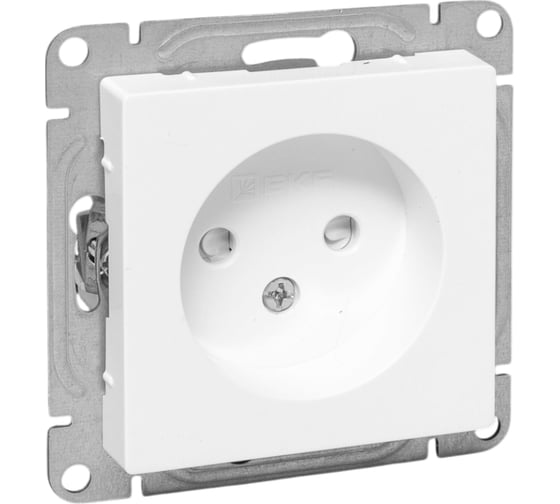 Изображение товара Механизм розетки EKF 16А, без заземления, со шторками, белый Эпика UP1-SOW-101