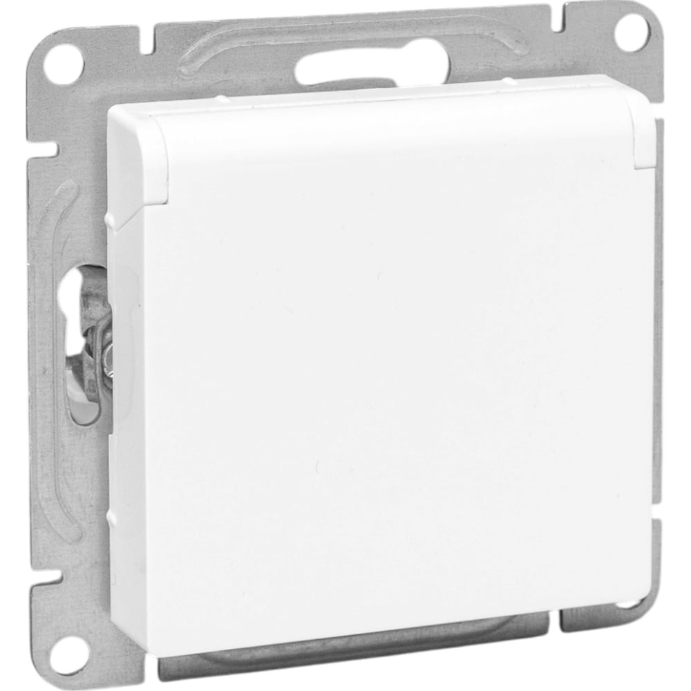 Изображение товара Механизм розетки EKF 16А, IP44, с заземлением, со шторками, c крышкой, белый Эпика UP1-SOW-111-44