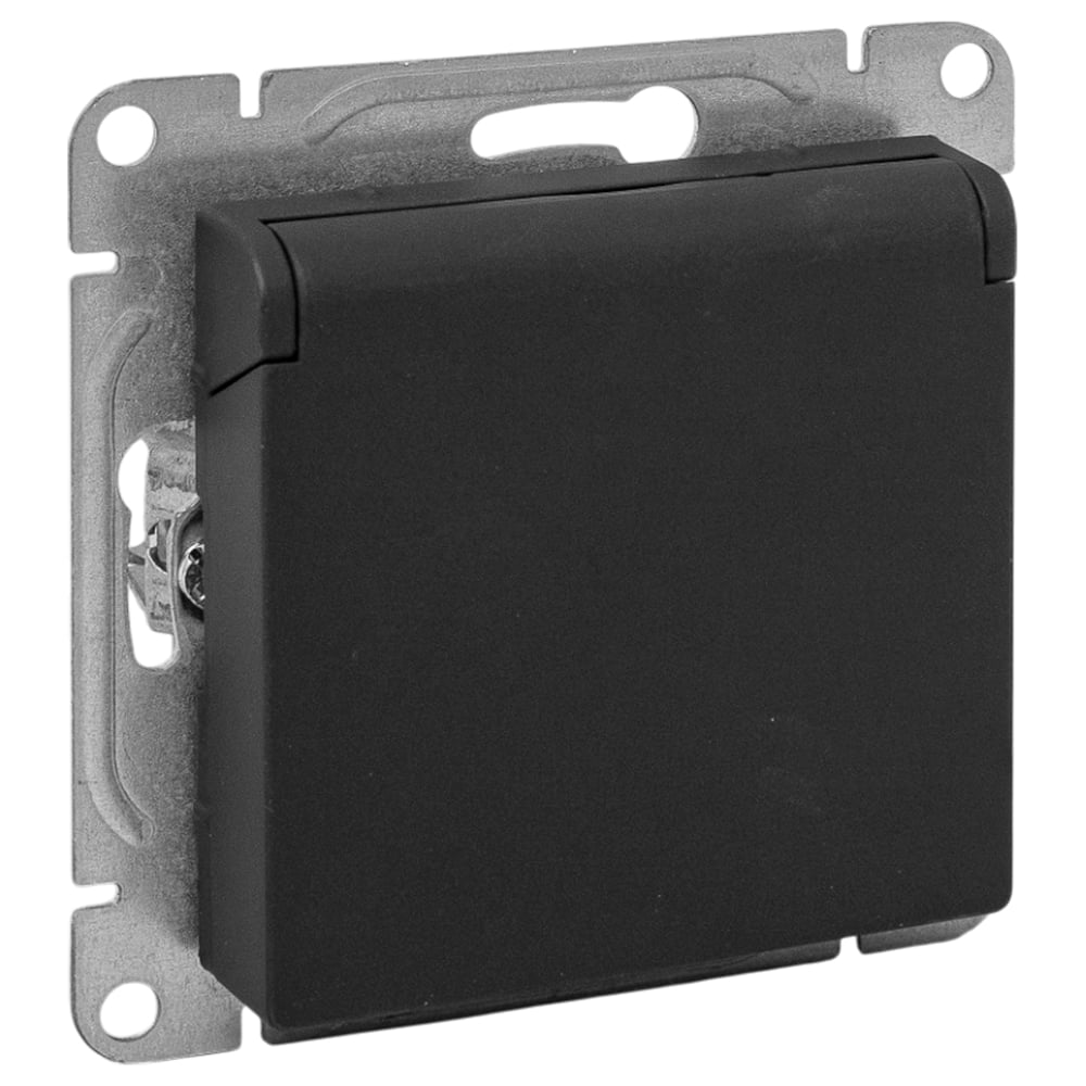 Изображение товара Механизм розетки EKF 16А IP44 с заземлением и крышкой, черный