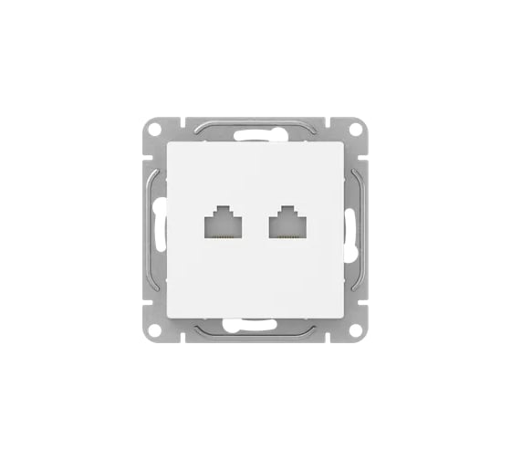 Изображение товара Механизм розетки EKF RJ45 - 2шт, (cat5), белый Эпика UP1-SOW-2RJ45-5
