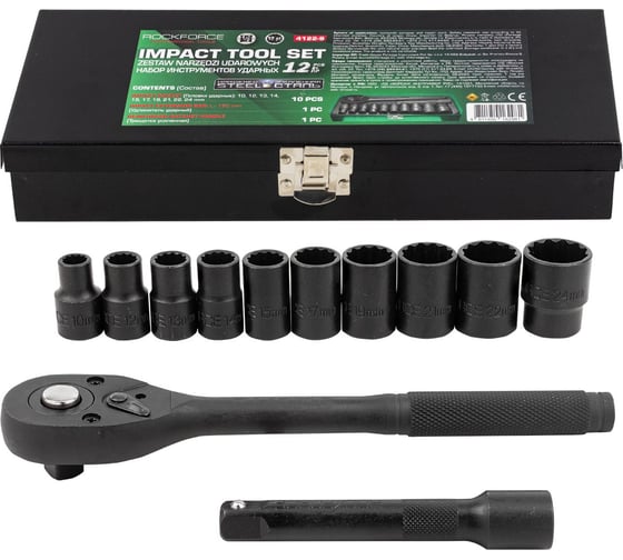 Изображение товара Набор инструментов ударный Rockforce 12 предметов 1/2 (12 граней) RF-4122-9(64934)