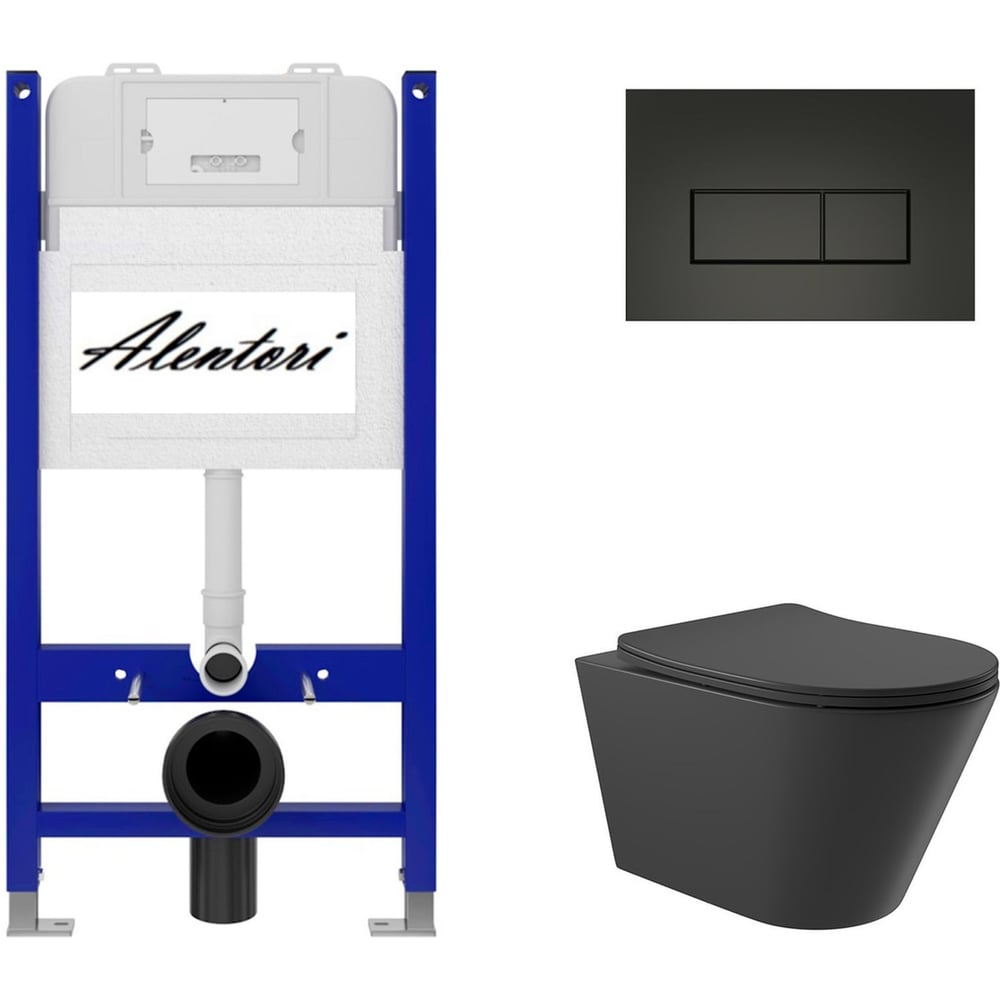 Изображение товара Унитаз SISTEMA AL.SIS33T с инсталляцией 50 и клавишей CHIAVE H, черный матовый