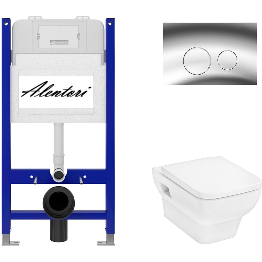 Изображение товара Комплект для унитаза и инсталляции Alentori SISTEMA 50 AL.SIS33T, хром глянец, белый