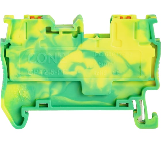 Изображение товара Клемма защитного провода CONTA CPT 2.5-PE-50, 2.5 кв.мм., PUSH-IN, упаковка 50шт 00-00013069