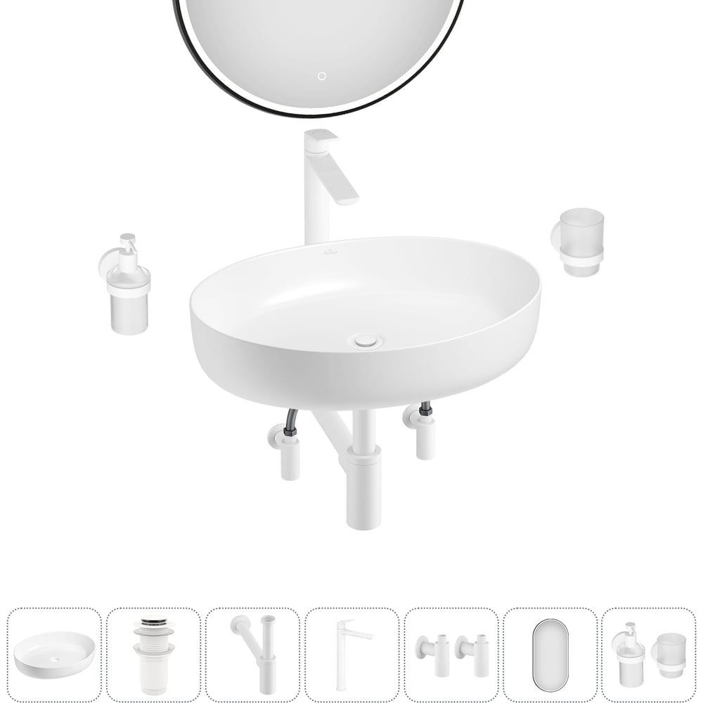 Изображение товара Набор Wellsee 7 в 1 Belle Spa 3.0 накладная раковина 55x41 см