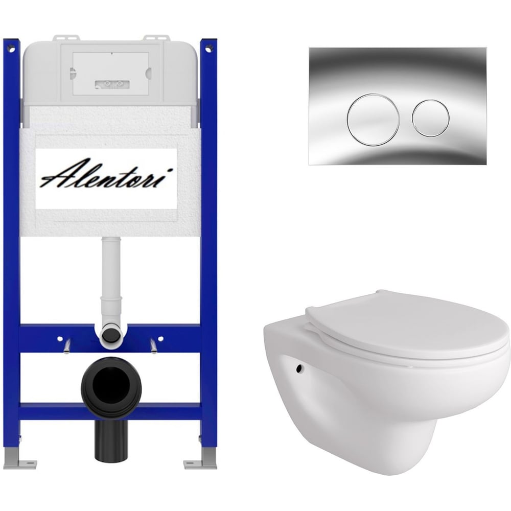 Изображение товара Комплект унитаза инсталляция с клавишей CHIAVE L и сиденьем ALentori SISTEMA 50