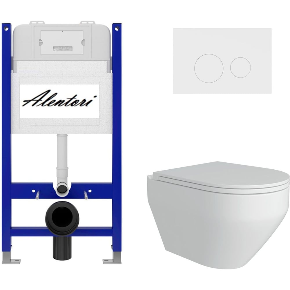 Изображение товара Комплект Alentori Инсталляция для унитаза с микролифтом и клавишей