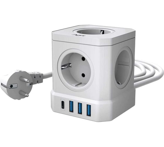 Изображение товара Сетевой фильтр настольный AGNI 5 розеток, кабель 5м, 3USB 1TYPE-C, белый TP-VE4U5E-C-5m-white