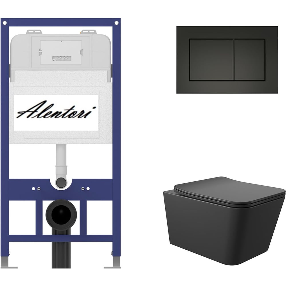 Изображение товара Комплект унитаза с инсталляцией Alentori SISTEMA 52 AL.SIS11T черный матовый