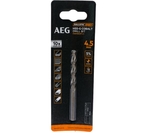 Изображение товара Сверло по металлу HSS-Co (4.5х47х80 мм) AEG AAKHSSCBT4-5 4932479330