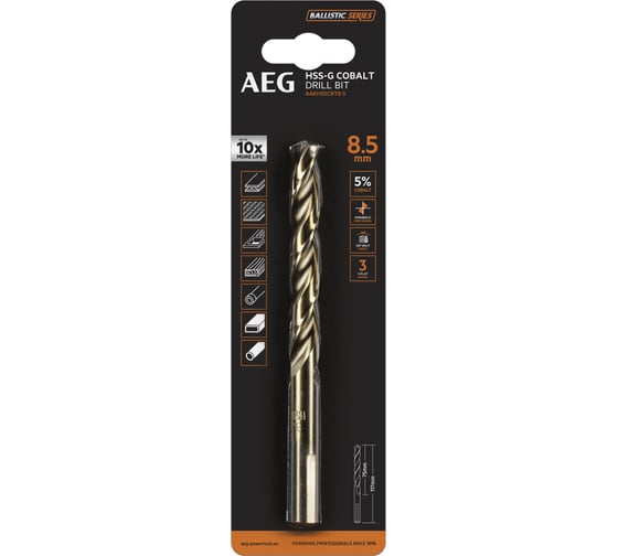 Изображение товара Сверло по металлу HSS-Co (8.5х75х117 мм) AEG AAKHSSCBT8-5 4932479338