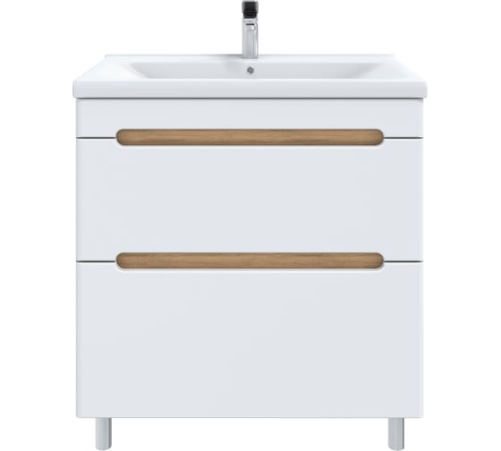 Изображение товара Тумба с раковиной RUVANN AQVI 70 + Миранда 70 в ванную напольная Дуб вотан, белый Т.AQVI-WV.П-70НР-KIT-MIR