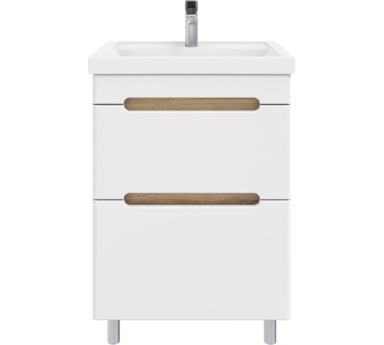Изображение товара Тумба с раковиной RUVANN AQVI 50 + Фостер 50 в ванную напольная Дуб вотан, белый Т.AQVI-WV.П-50НР-KIT-FOS