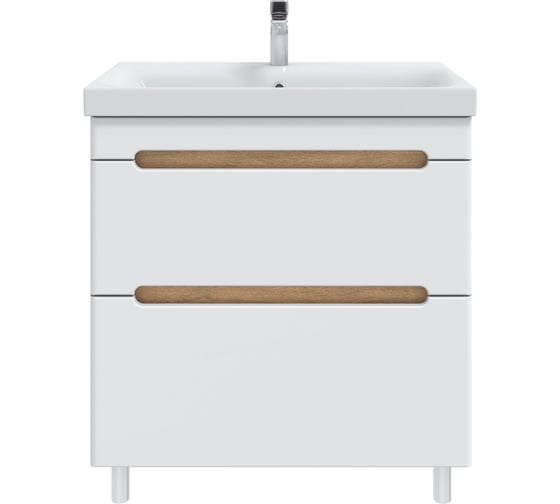 Изображение товара Тумба с раковиной RUVANN AQVI 80 + Moduo 80 в ванную напольная Дуб вотан, белый Т.AQVI-WV.П-80НС-KIT-MOD
