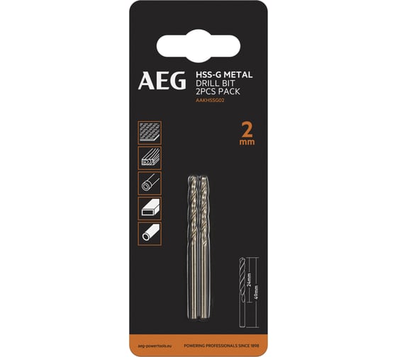 Изображение товара Сверло по металлу HSS-G (2 шт; 2х24х49 мм) AEG AAKHSSG02 4932479304