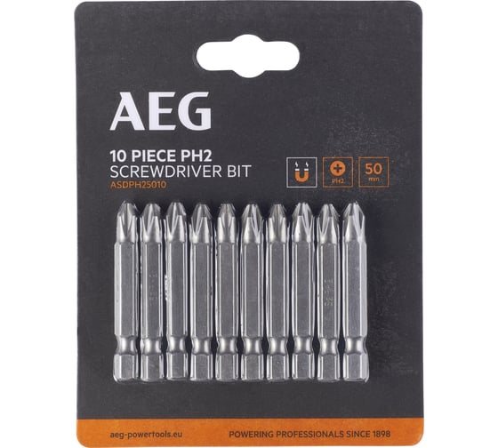 Изображение товара Биты 10 шт, РН2, 50 мм AEG ASDPH25010 4932479504
