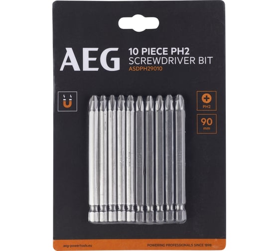 Изображение товара Биты 10 шт, РН2, 90 мм AEG ASDPH29010 4932479510
