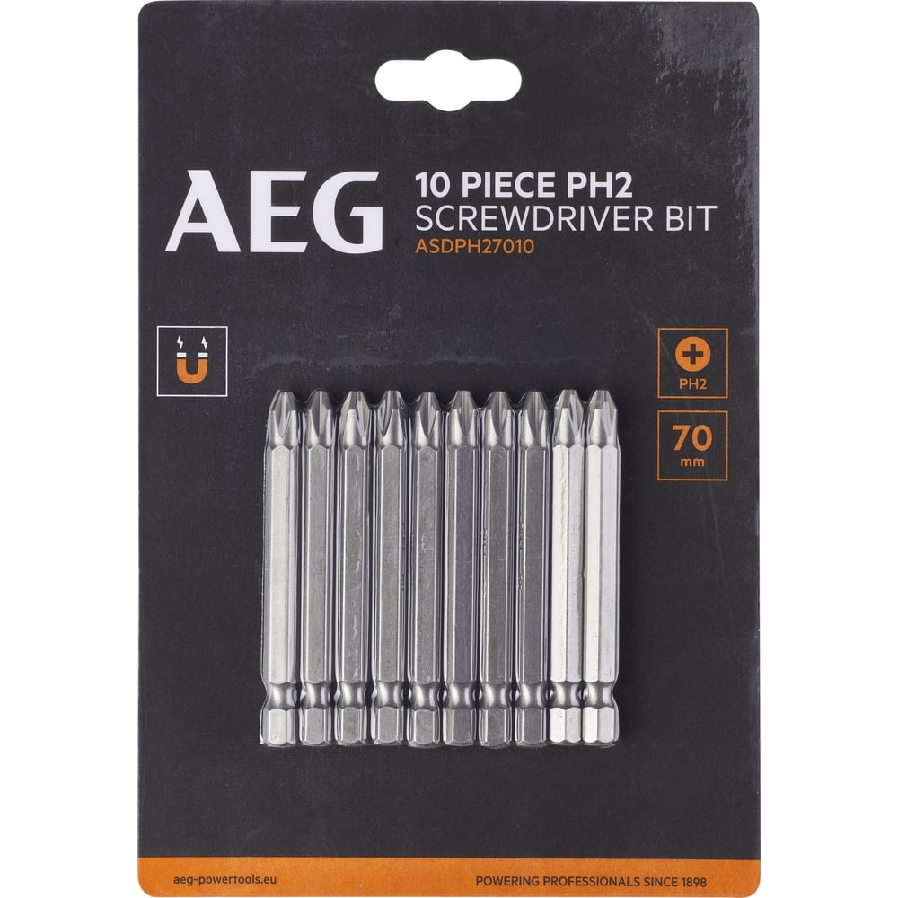 Изображение товара Биты 10 шт, РН2, 70 мм AEG ASDPH27010 4932479507