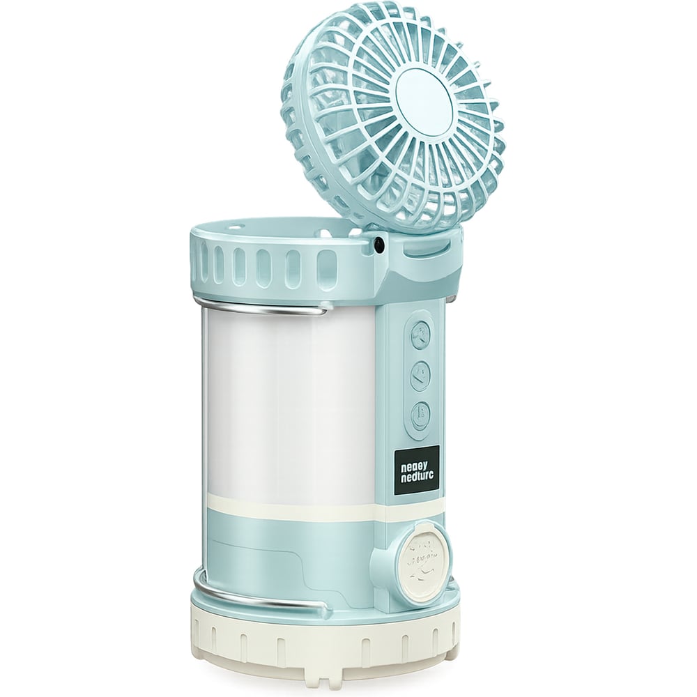 Изображение товара Вентилятор Фарлайт портативный с фонарём и 3 скоростями белый FAR000318