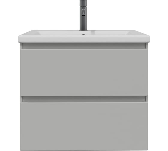 Изображение товара Тумба с раковиной RUVANN STELLO 60 + Como 60 в ванную подвесная, грей Т.STELLO-GR.П-60П-KIT-COM