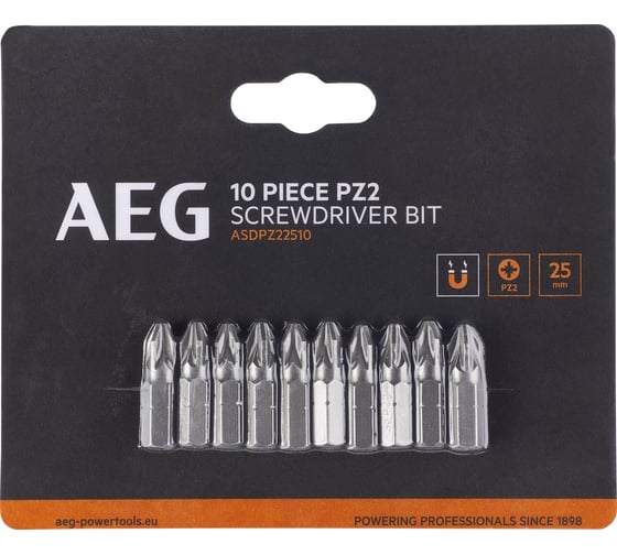 Изображение товара Биты 10 шт, PZ2, 25 мм AEG ASDPZ22510 4932479522