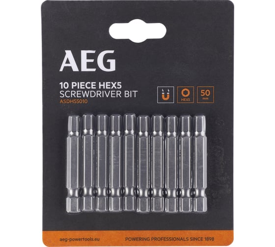 Изображение товара Биты 10 шт, Hex 5, 50 мм AEG ASDH55010 4932479525