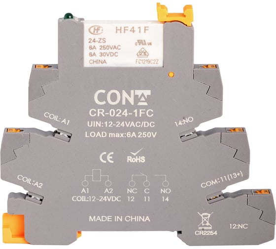 Изображение товара Одноконтактный релейный модуль CONTA CR-024-1FC-10, 6,2 М0М, 24VDC (упак 10 шт) 00-00013116