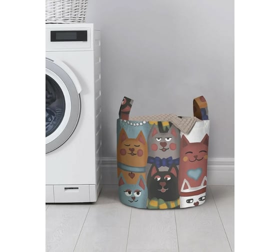 Изображение товара Корзина для хранения вещей JoyArty  Колоритные котики 35x35 см  gaba_378654_S