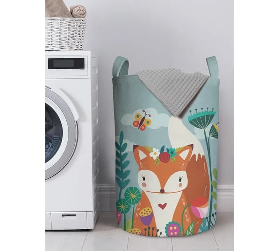 Изображение товара Корзина для хранения вещей JoyArty  Лисенок спрятался в цветах 40x60 см  gaba_385265_L