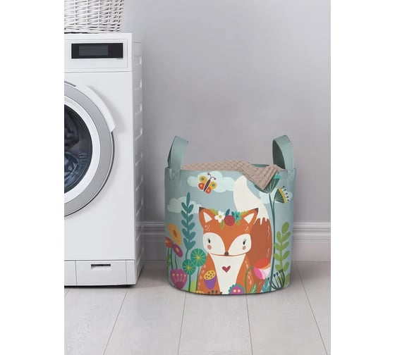 Изображение товара Корзина для хранения вещей JoyArty  Лисенок спрятался в цветах 35x35 см  gaba_385265_S