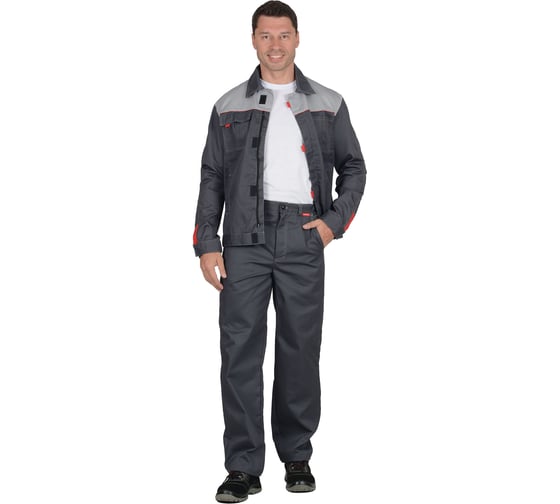 Изображение товара Костюм летний СИРИУС "ФАВОРИТ"-К, куртка, брюки тёмно-серый с серым тк.Орион р.120-124/170-176 (ЧЗ) 87367-к