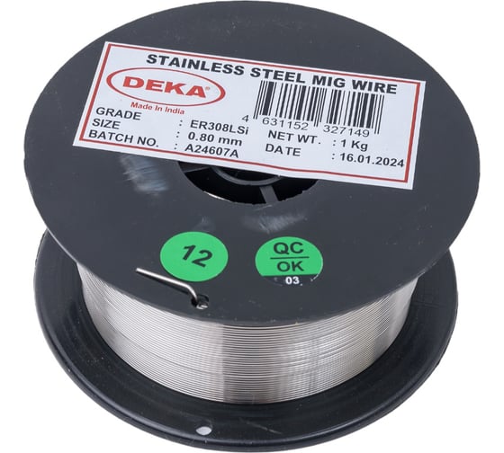 Изображение товара Проволока нержавеющая ER308LSi (0.8 мм; 1 кг) DEKA СТ000001742