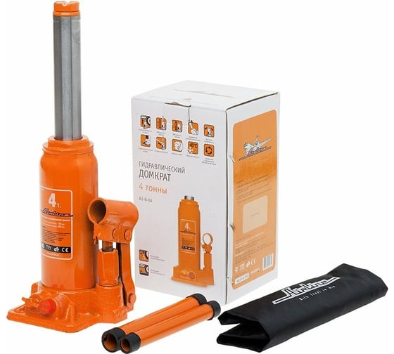 Изображение товара Бутылочный домкрат Airline 4 т, в сумке, MIN - 195 мм, MAX - 380 мм AJ-B-04