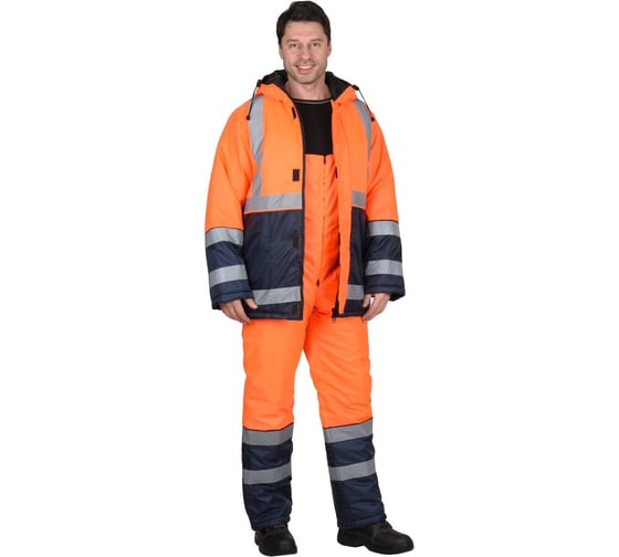 Изображение товара Костюм СИРИУС "МАГИСТРАЛЬ-3" куртка, п/к, синий с оранжевым и СОП 50мм тк.Оксфорд р. 112-116/170-176 (ЧЗ) 107816