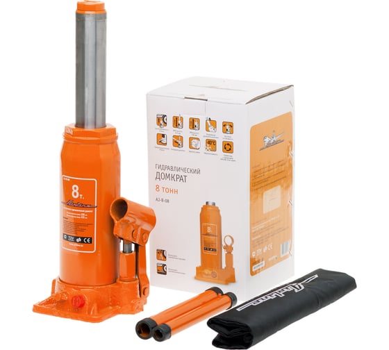 Изображение товара Бутылочный домкрат Airline 8 т, в сумке, MIN - 236 мм, MAX - 475 мм AJ-B-08