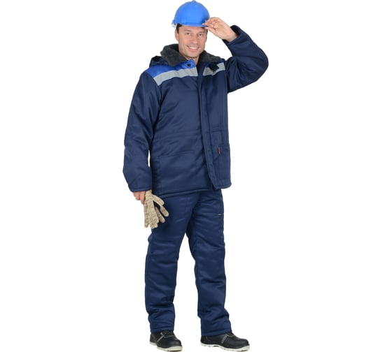 Изображение товара Куртка мужская с меховым воротником СИРИУС "БРИГАДИР" синий с васильк. и СОП р. 112-116/170-176 (ЧЗ) 69160