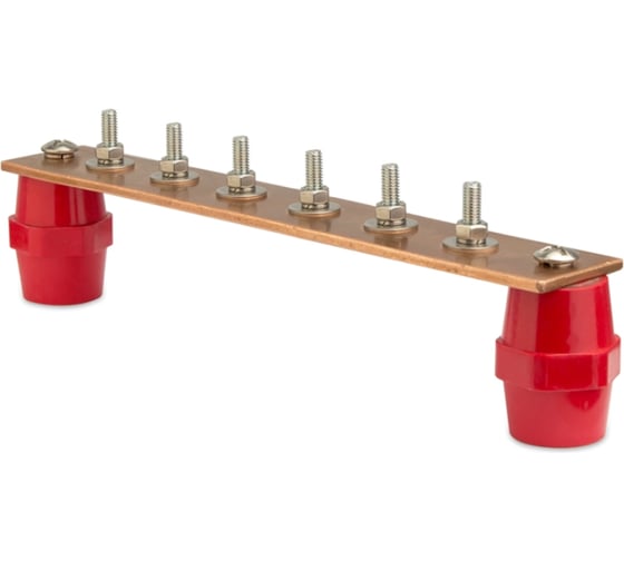 Изображение товара Шина ДМЗ ГЗШ240x20x5, 6хМ6, медная, с изоляторами ДМЗ.240.20.5.6-М6