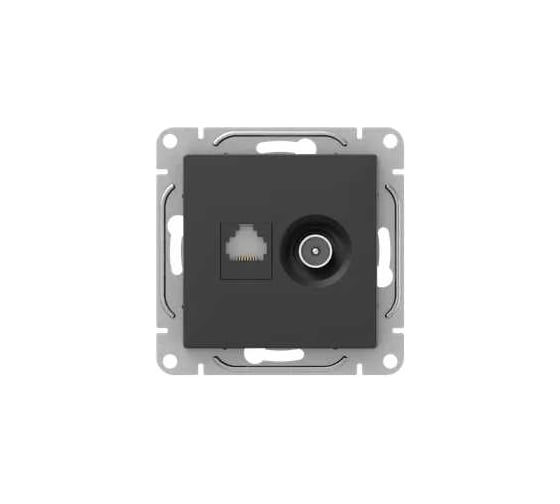 Изображение товара Механизм розетки TV+RJ45 EKF Эпика (cat5), чёрный UP1-SOB-TV+RJ