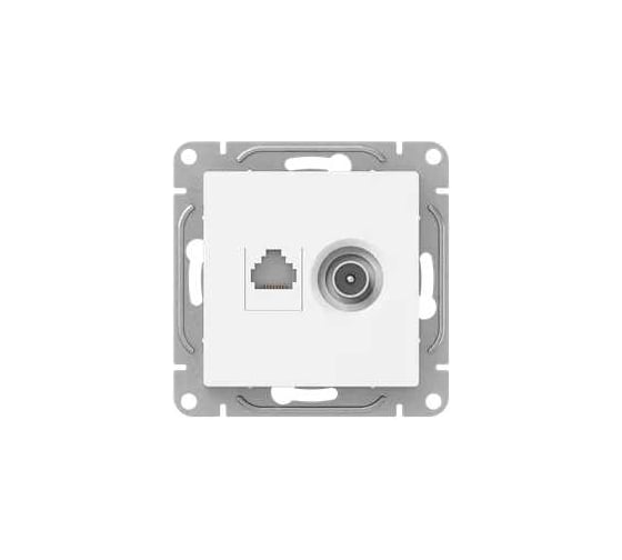 Изображение товара Механизм розетки TV+RJ45 EKF Эпика (cat5), белый UP1-SOW-TV+RJ